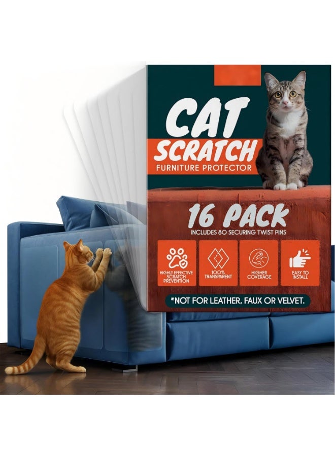 Cat Scratch Furniture Protector - 16 Pack - Cat Furniture Protector, Furniture Protectors from Cats, Cat Scratching Deterrent, Couch Guards for Cats, Couch Corner Protectors - Image 1
